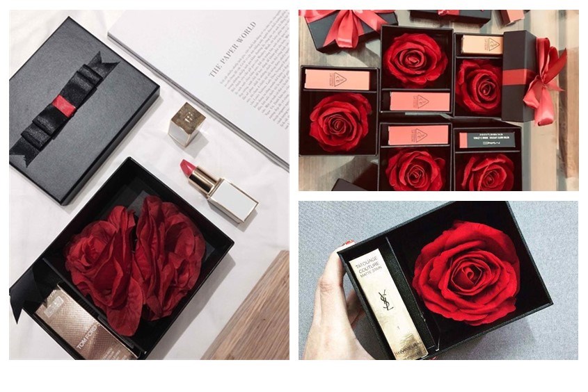 Hoa hồng sáp kèm cây son môi là quà tặng 8/3 được nhiều người yêu thích nhất